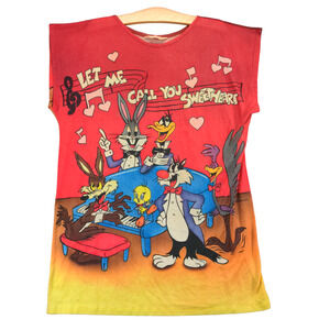 Vintage Jodie Arden Looney Tunes Sweetheart Sleep Shirt Womens XXL Multi